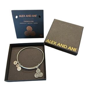Alex and Ani Silver Triskelion Charm Bangle Bracelet Revelation Mystery Cycles